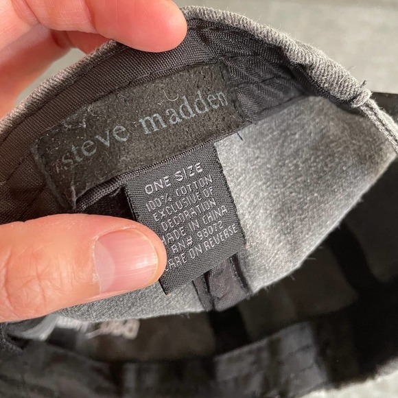 Steve Madden Bad Hair Day Embroidered Hat Cap Charcoal Gray Vintage Distressed - Picture 9 of 9